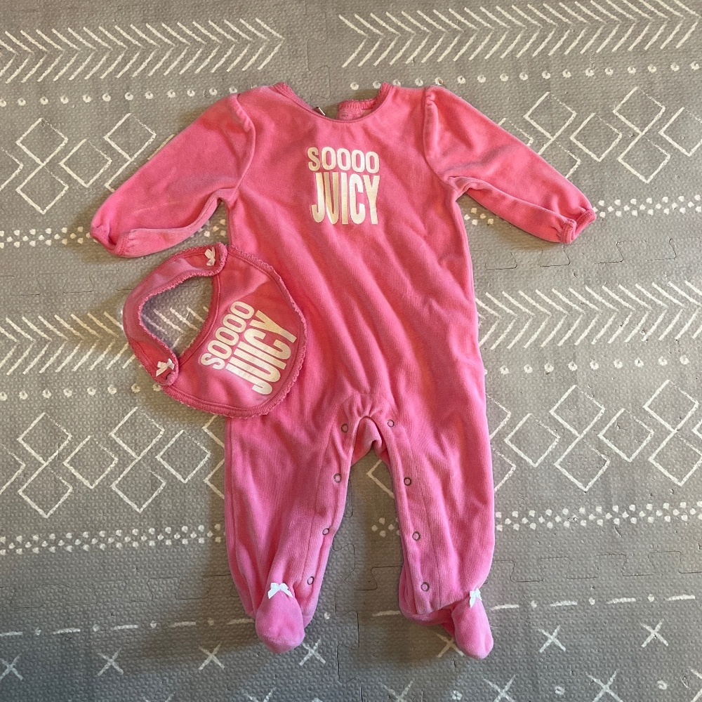 Juicy Couture velour baby footie pajamas